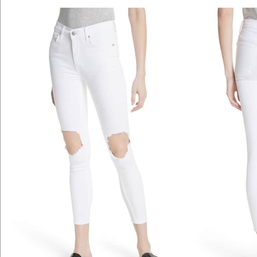 FREE PEOPLE busted knee skinny jeans